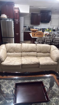 Leather recliner set. With pull out bed option