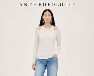 By Anthropologie Cotton/Linen Blend Cold Shoulder Long Sleeve Top XS