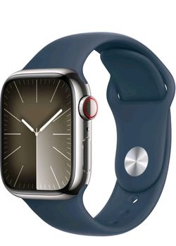 Apple Watch Gen 9 Series Cell 41mm Silver Stainless Steel Storm Blue Sport Warra