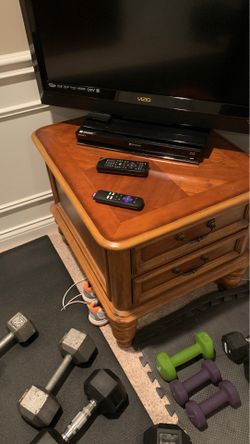Two end tables, wood veneer