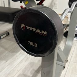 EZ Curl Barbell with Fixed Weights – 70LB (Titan Fitness)