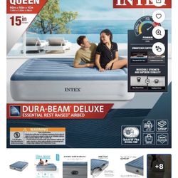 INTEX 15”INCH QUEEN MATTRESS WITH BUILT IN PUMP
