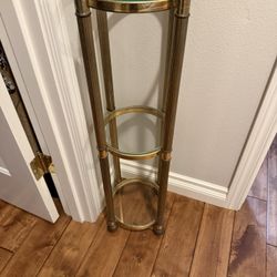 MCM Brass And Glass Decor Stand