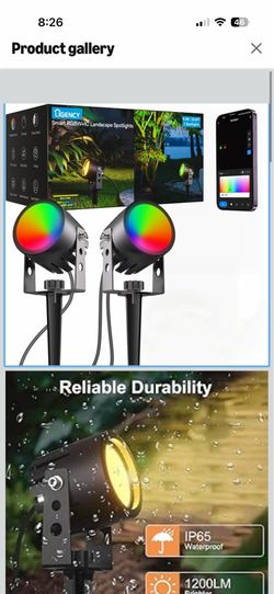 Smart Spotlight Landscape Lights, Outdoor Spot Lights Waterproof RGBW Color Changing Spotlights for Yard Garden, 2-Pack (28.8 Feet)