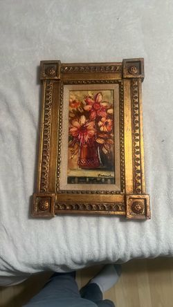 VTG 1960'S FRAMED ORIGINAL IMPASTO OIL FLOWERS & VASE STILL LIFE SIGNED ZARRANTI