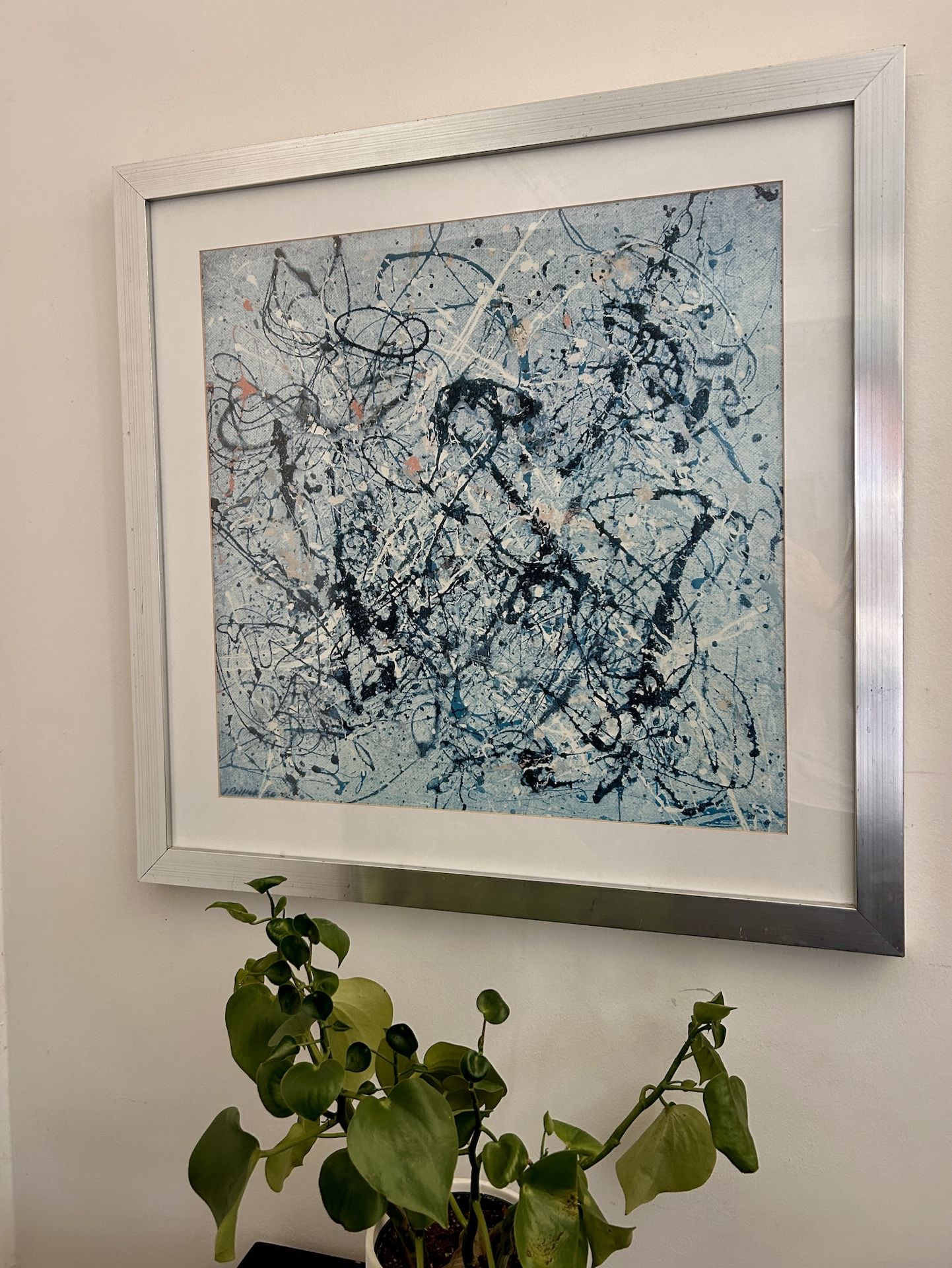 Stunning Framed Jackson Pollock Print – 31.75” x 31.75” – Iconic Abstract Statement Piece