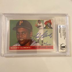 Roberto Clemente Jr. LE/2121 Signed 1955 Topps Spanish Back Rookie Card Reprint BGS