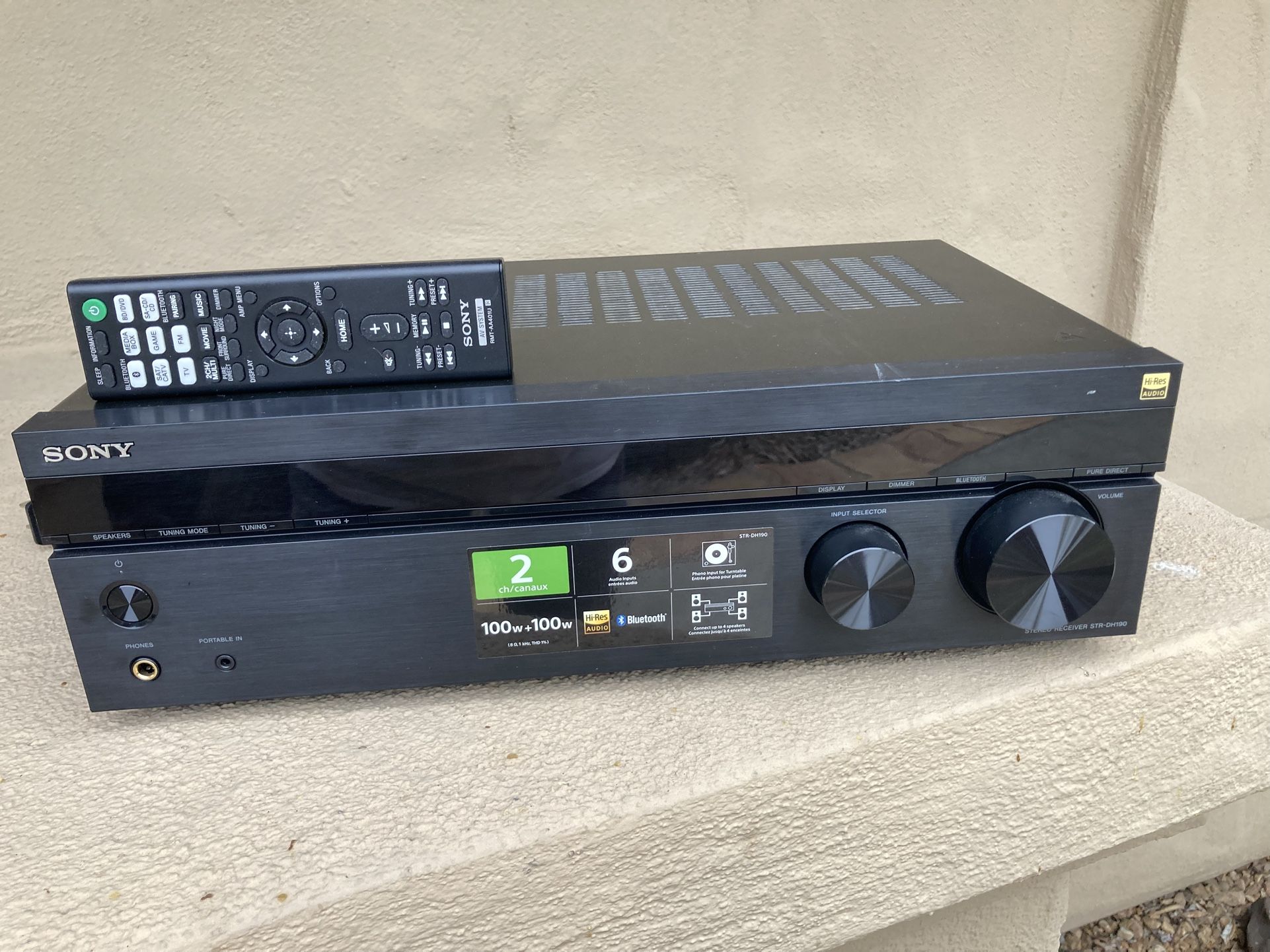 Sony 2-Channel Home Theater AV Receiver, Bluetooth - Model STR-DH190
