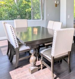 Solid Wood Dining Table with 6 Chairs