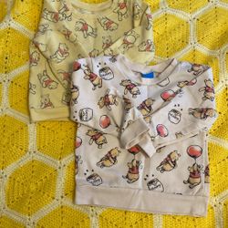Disney Winnie The Pooh Size 3T Fleece Pullover Sweatshirts Yellow All-Over Print