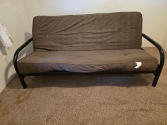 Black Metal Futon with Brown Mattress