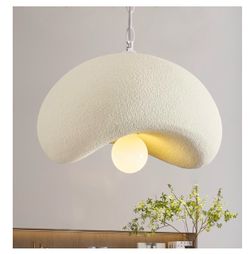 18.5 in Wabi Sabi Pendant Light, Fiberglass Kitchen Island Lighting Fixture Ceiling Mount Japanese Lamp Chandelier