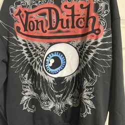 Von Dutch Moto Division Hoodie Black Flying Eye full zip up hoodie NEW MEDIUM 