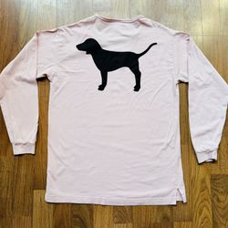 Victoria's Secret PINK Women's S Long Sleeve Shirt Dog Light Pink Strappy V-Neck