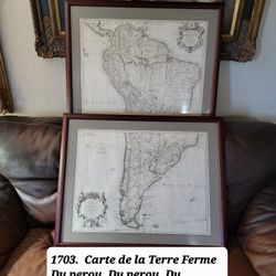 Original 1703. Maps Of. [ South America  ] Shows Routes Of Early 1700's   Explores 