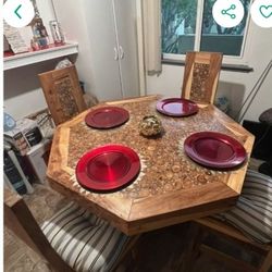 Solid Wood Table .w Four Chairs 