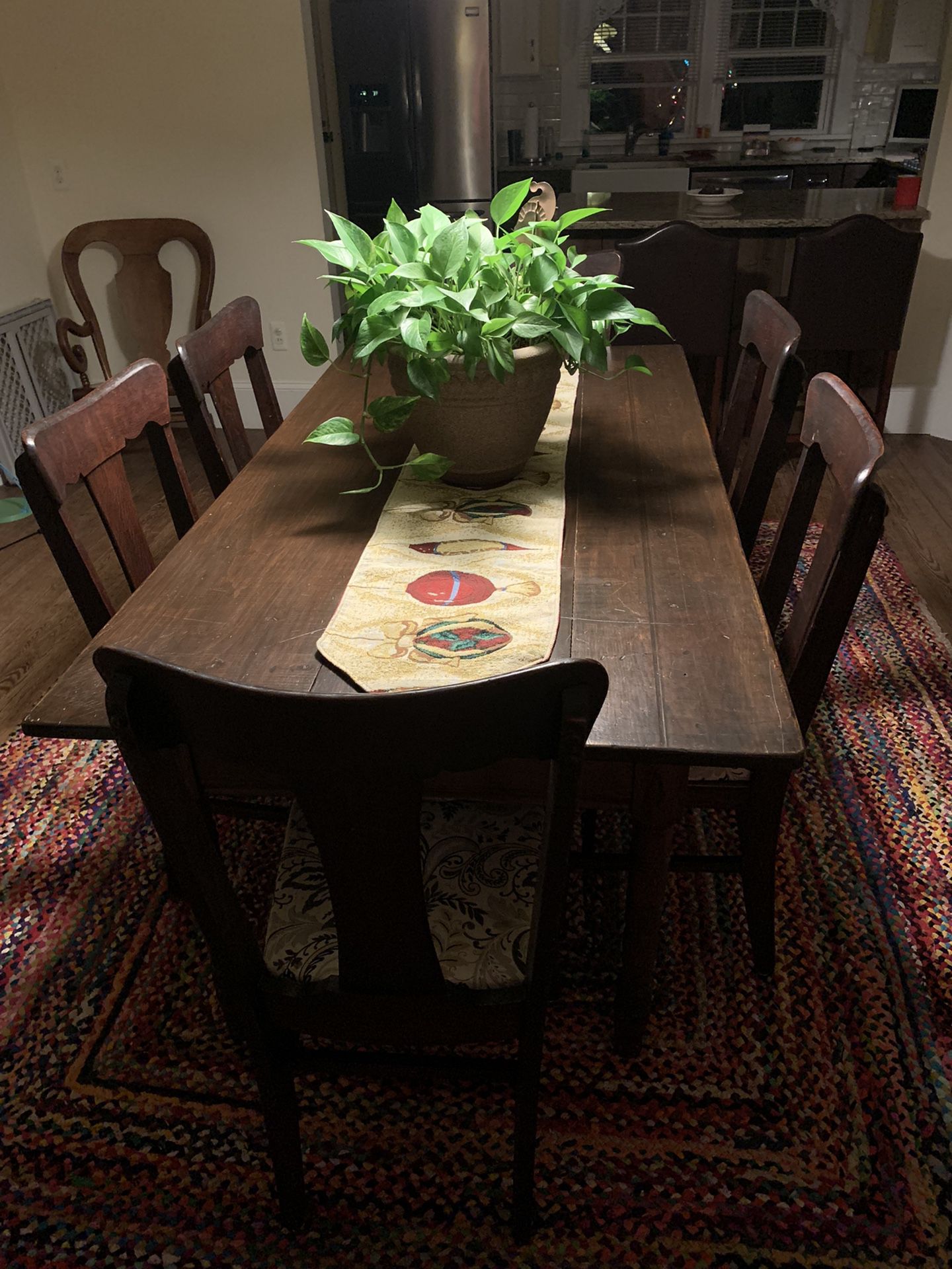 Antique  Dining Room Set With 8 Chairs 