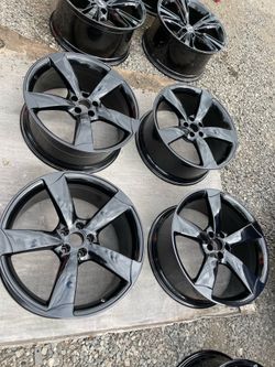 AUDI OEM  21 inch wheels gloss black  21 inch 5x112 fully refinished like new ! 1295$ for 4 rims plus tax.  New and used tires options available but n