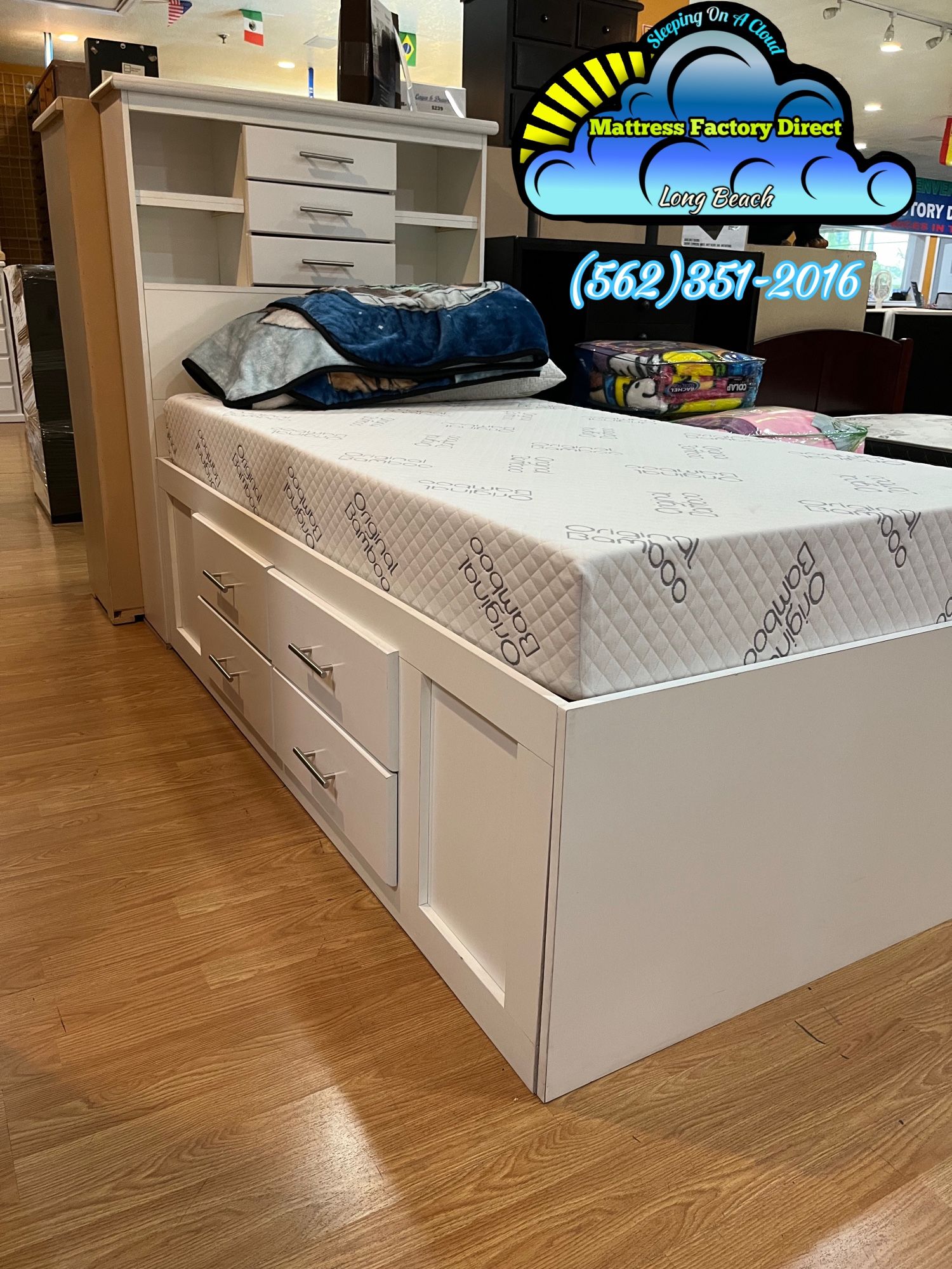 Twin White Storage Bed Frame With Drawer New Comoda