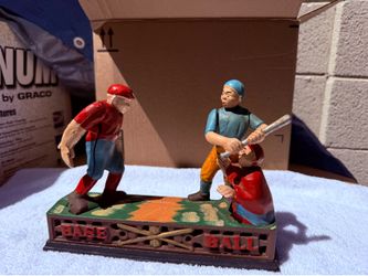 Vintage Cast Iron “Baseball” Mechanical Coin Bank – Working