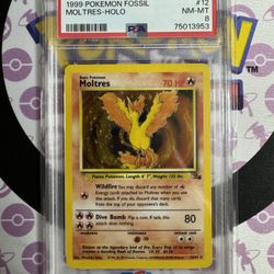 Moltres Fossil Unlimited PSA 8