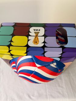 FIFA Soccer Ball Red White Blue Striped