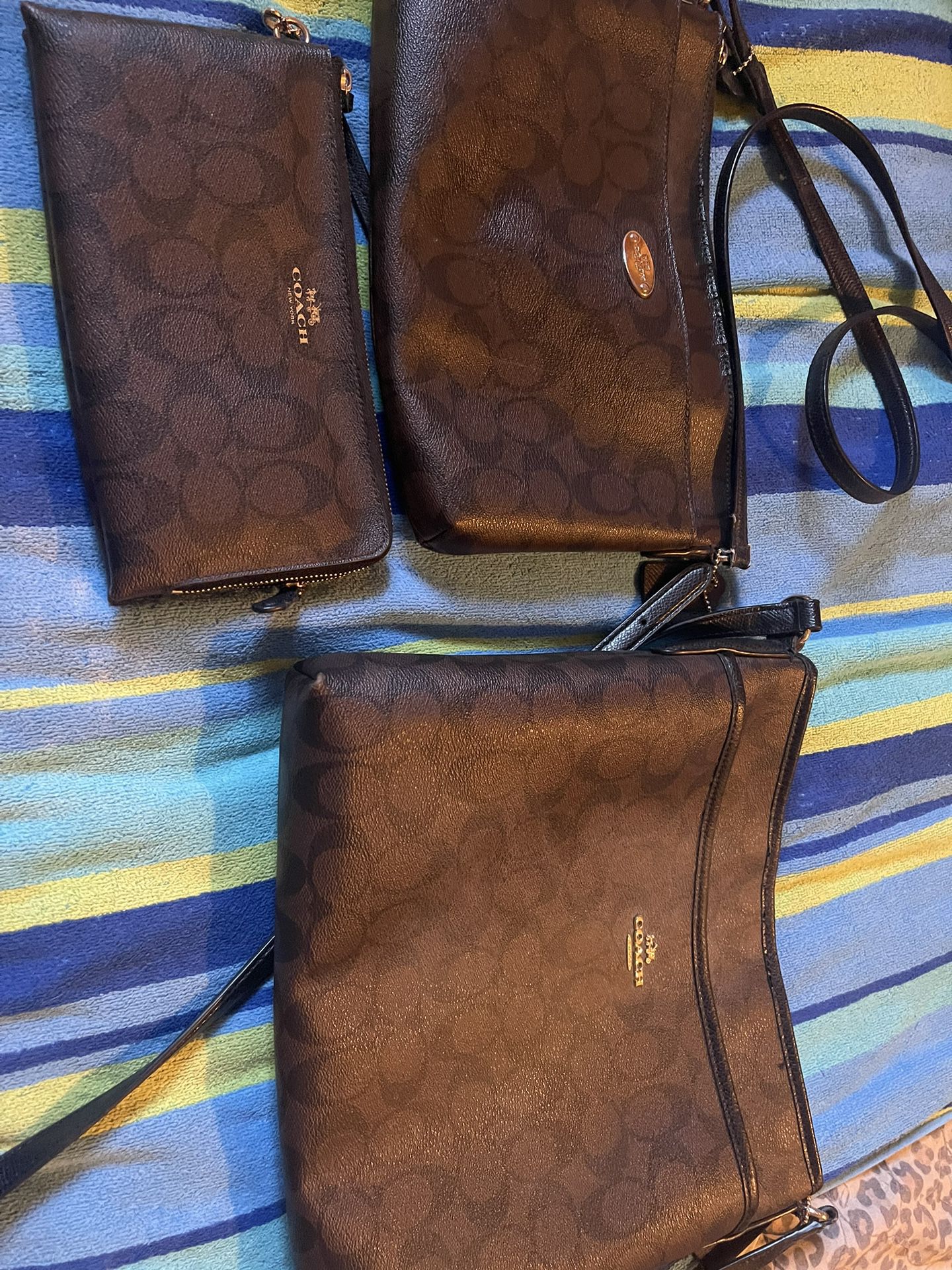Daek brown coach purse set 