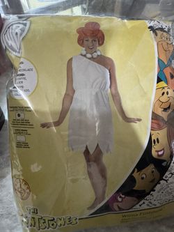 Wilma Flintstone Adult Costume The Flintstones Warner Bros Dress Necklace Wig 