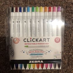 Zebra ClickArt Retractable Marker Pen - Set Of 12