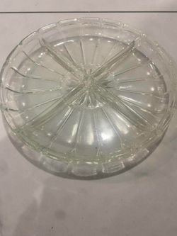 Vintage Amber Glass Divided Tray Relish Tray Candy Dish 7”
