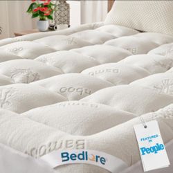 BEDLORE King Mattress Topper Viscose Derived from Bamboo, Thick Pillow Top Mattress Pad with Stretchable Pockets for 6-18 inches Mattress, Soft Breath
