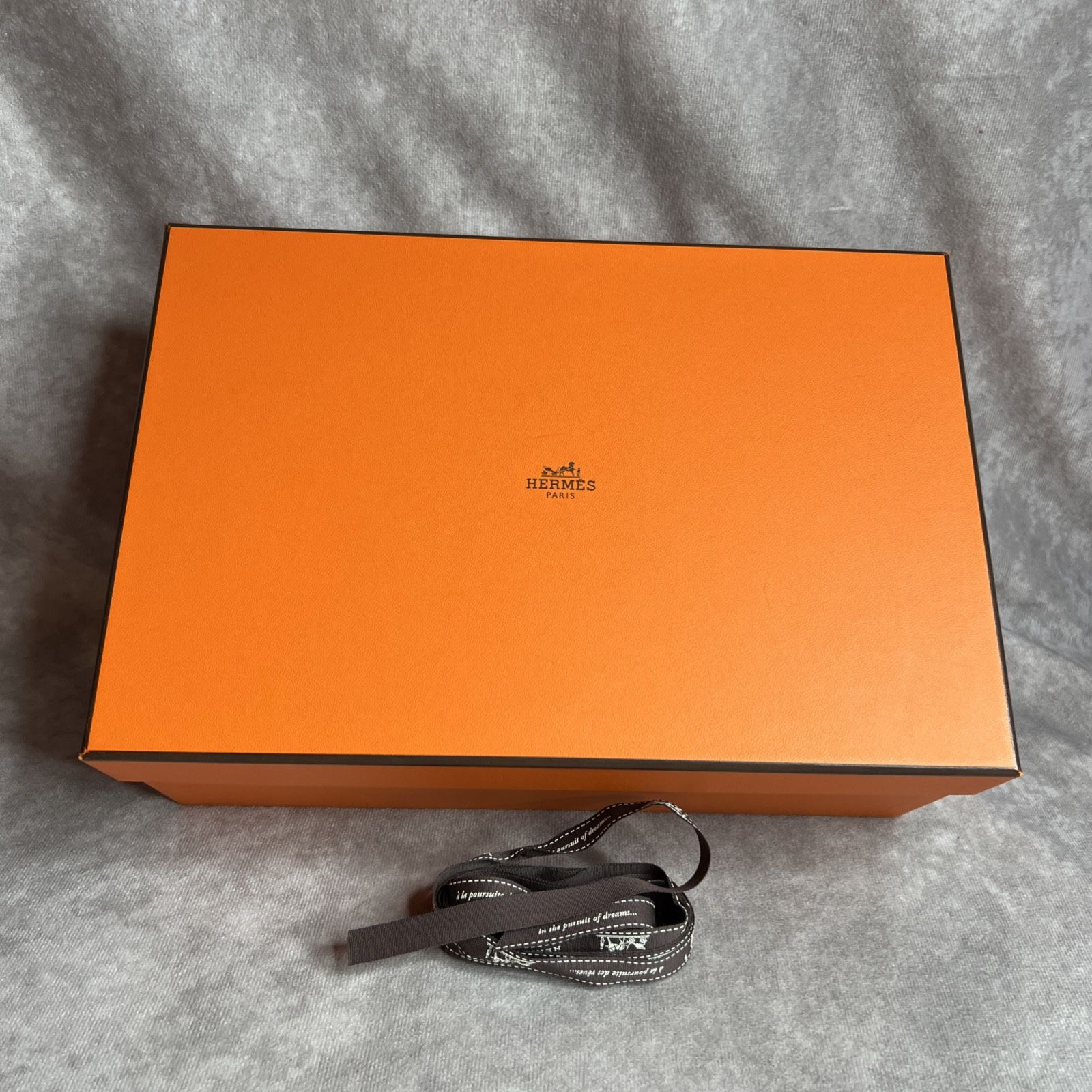 (1) Authentic Hermes Paris Orange Empty Gift Box And Ribbon 12”x8”x4.75” Approx