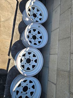 15x8 wheels, 5 in 5 bolt pattern, fits Chevy Astro 5-hole.