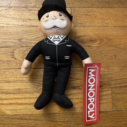 Mr. Monopoly Man 10” Uncle Pennybags Top Hat Black Suit Plush Stuffed Hasbro NWT