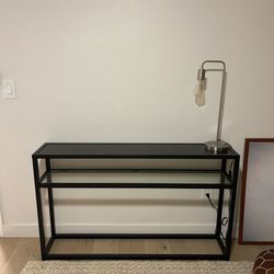 Black Metal Glass Console Table 