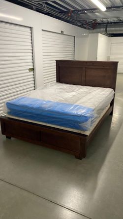 Queen bed frame with mattress