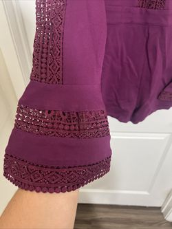 bebe Ruffle Bell Sleeve Romper Purple for Sale in Orange, CA - OfferUp