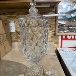 1.3 Gallon Clear Glass Beverage Dispenser with Spigot 21"