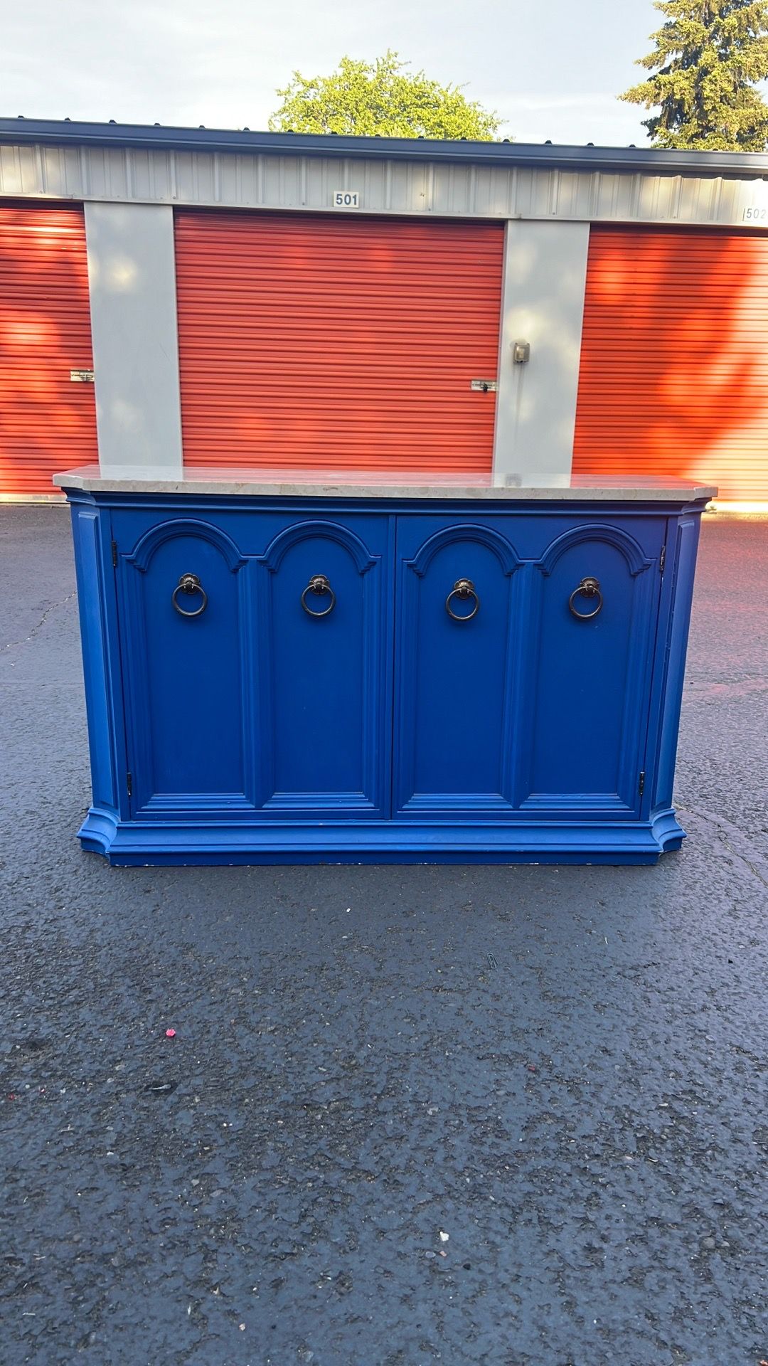 Nice Vintage Buffet cabinet w con mar marble top