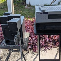 Sony Receiver Dual, Cassette Deck And Surround Sound Speakers