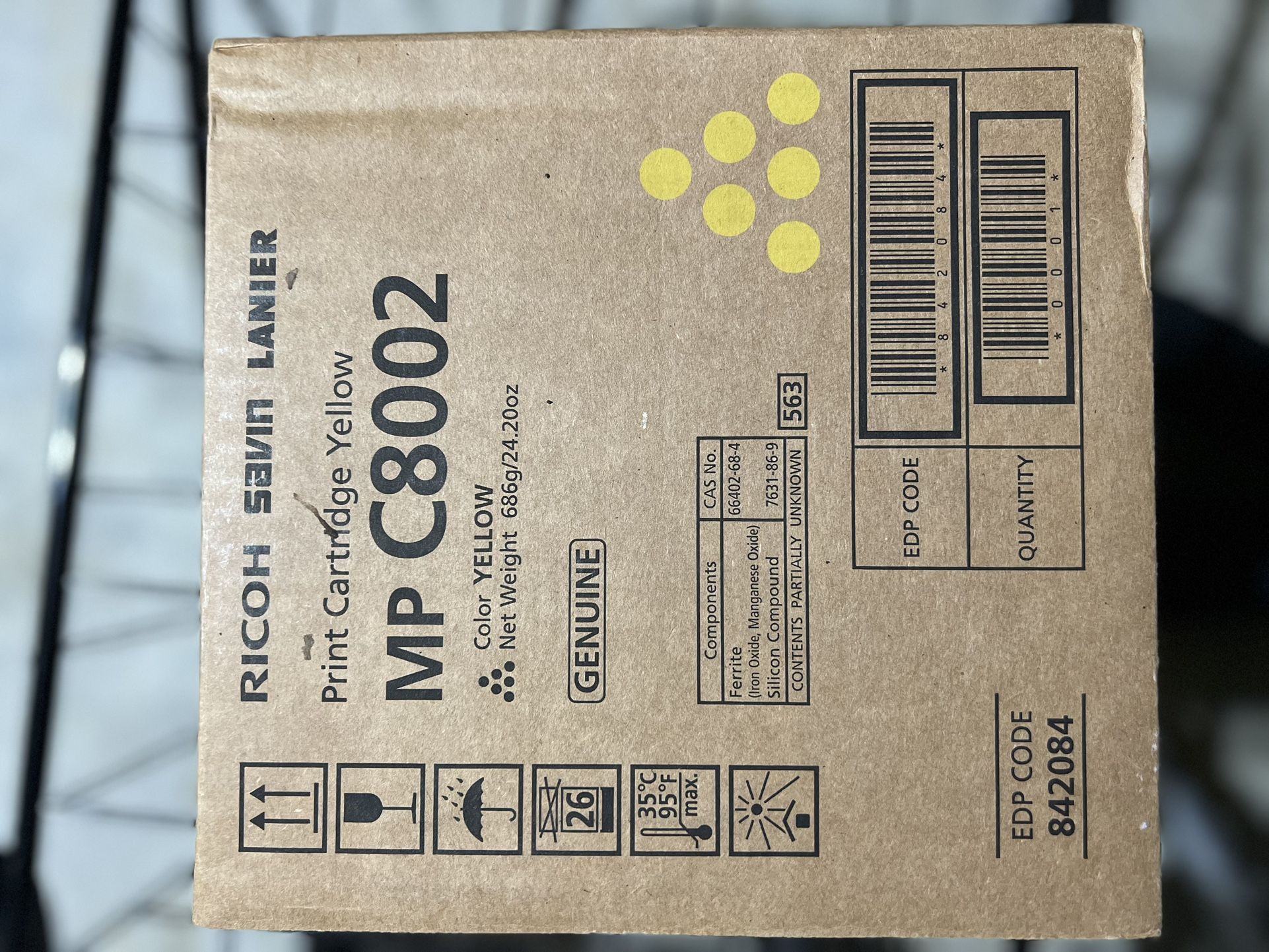 Ricoh Yellow Toner Cartridge for MP C8002 Savin Lanier