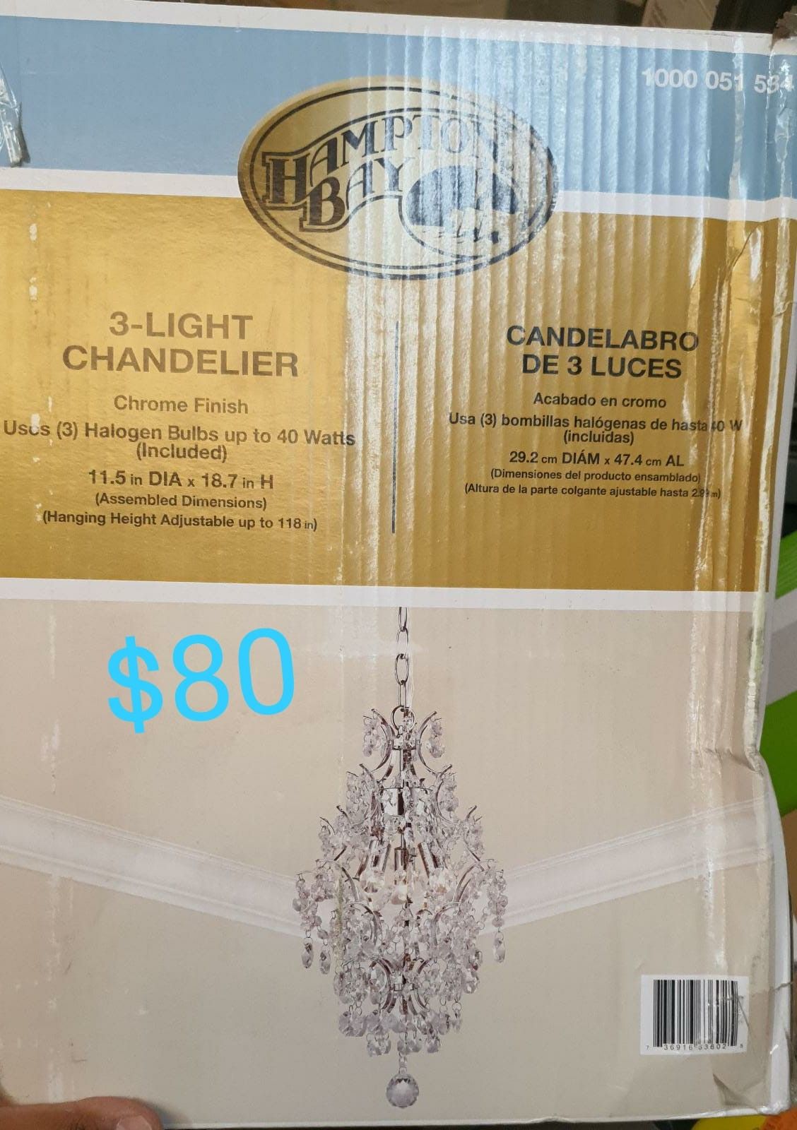 3 light Crystal chandelier