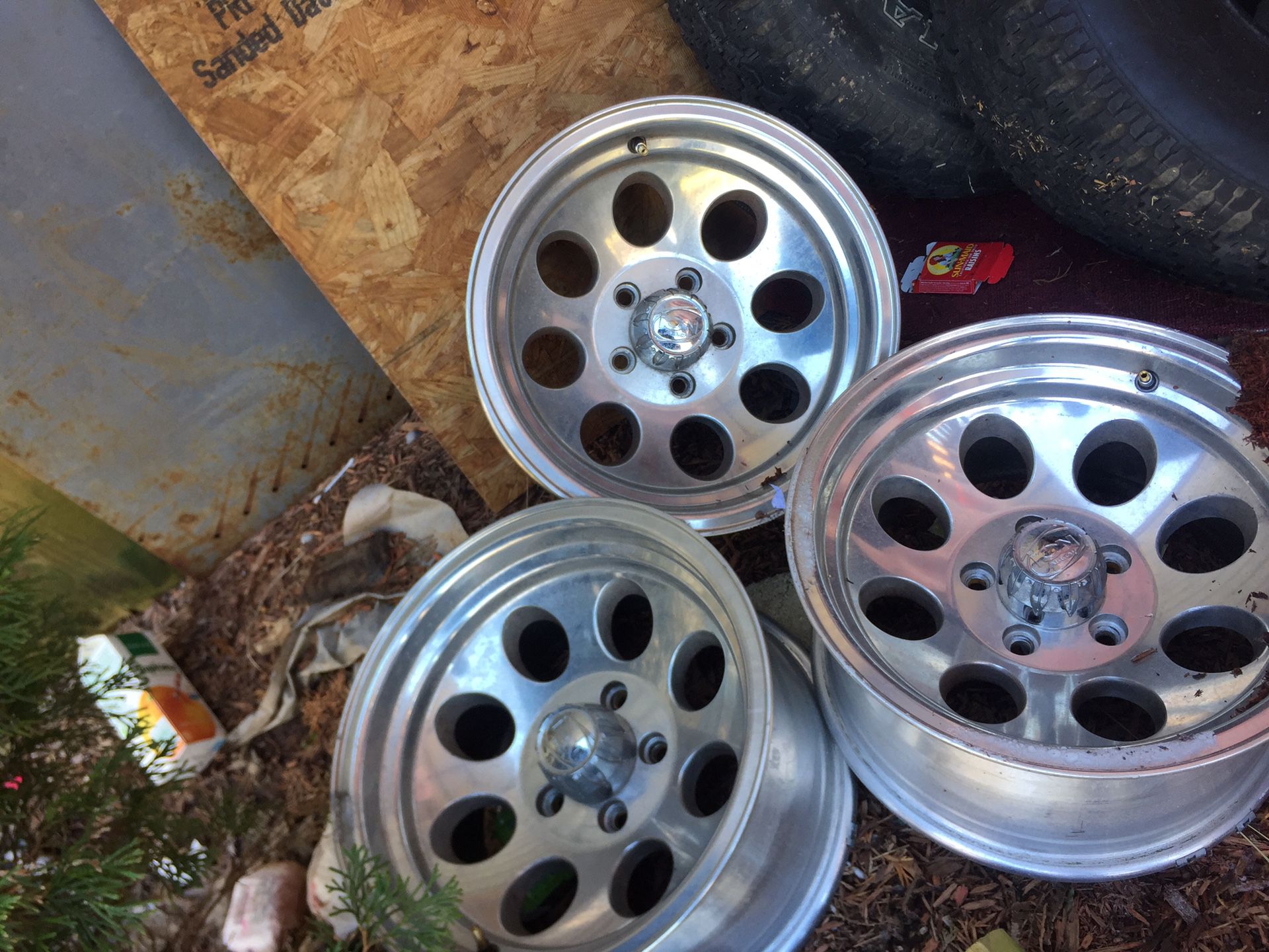 15” alloy ion wheels with 2 wrangler and 2 goodyear tires