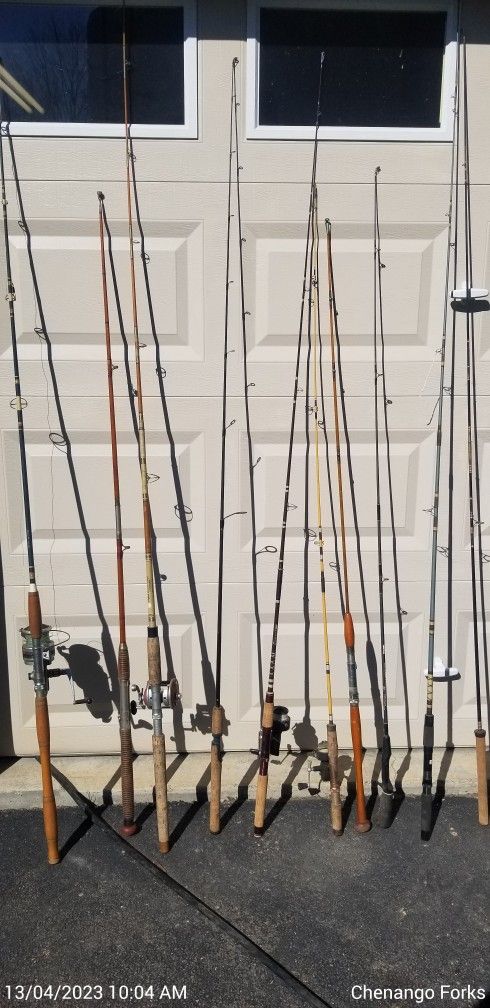 Mixed Lot Of Ten Vintage Fishing Poles Some Have Reels for Sale in Chenango  Forks, NY - OfferUp