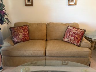 Beige Sofa with Decorative Pillows