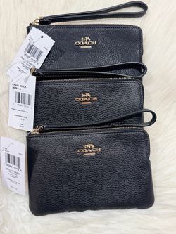 Coach Pebbled Leather Corner Zip Wristlet