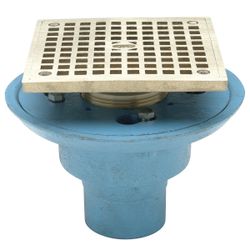 Square Shower Drain with 5" Square Nickel Head Assembly, 2" Asking $45