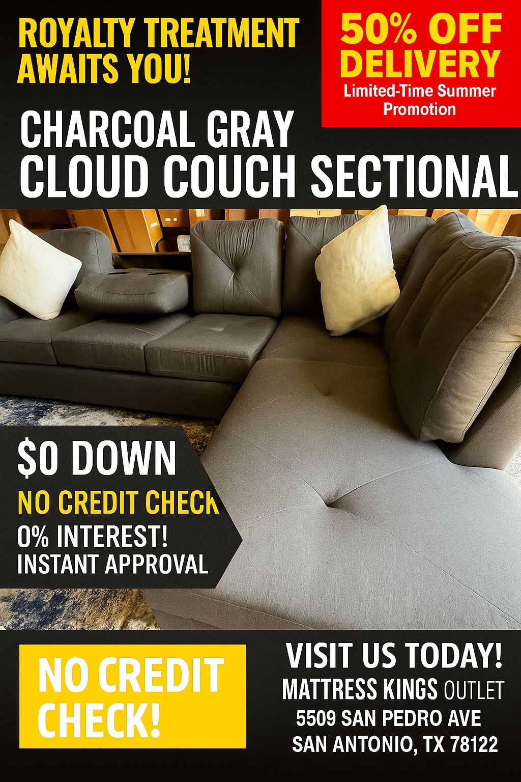 New Charcoal Gray Modern Reversible Chaise Sectional β Take It Home Today With $0 Down βοΈ Flexible Payments