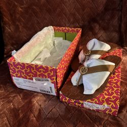 Authentic Tory Burch Royal Tan Thora Leather Sandals (Size 8)