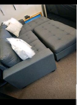 New Grey Sectional with Storage Ottoman